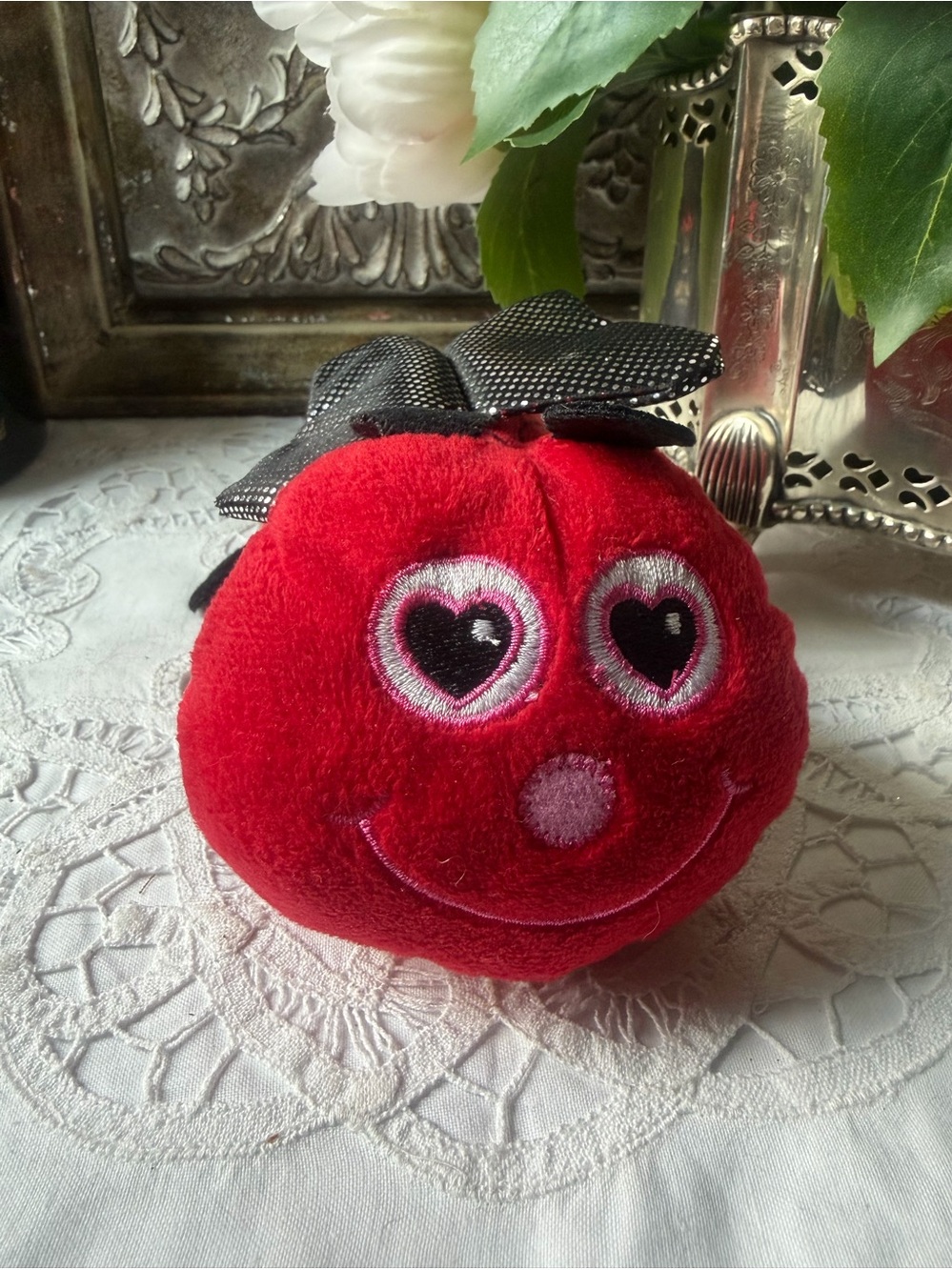 Love bug red plush miniature stuffed toy